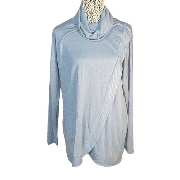 Banana‎ Republic Womens Light Blue Cowl Neck Knit Sweater Long Sleeve Size L - Picture 1 of 7